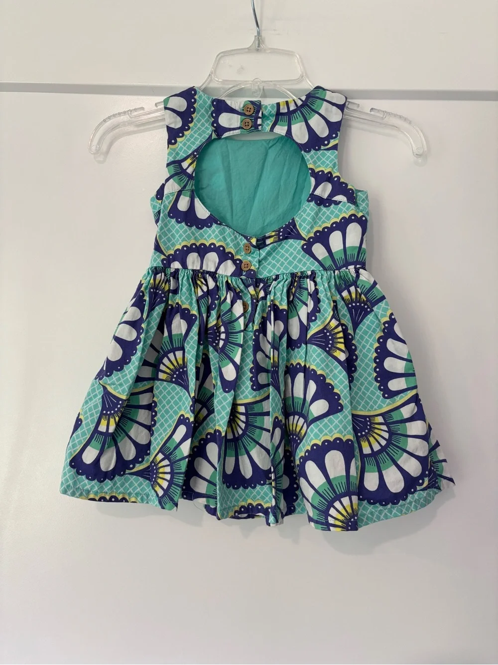 Oshkosh Turquoise and Purple Patterned Open Back Dress Sz 2T